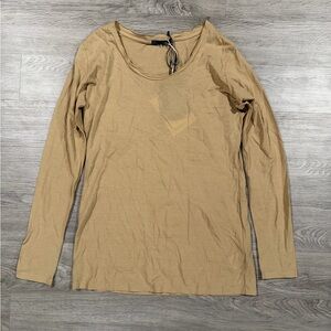 Siviglia Women's Tan Long Sleeve‎ Top 100% Cotton